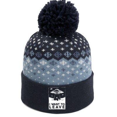 I Want To Leave UFO Alien The Baniff Cuffed Pom Beanie