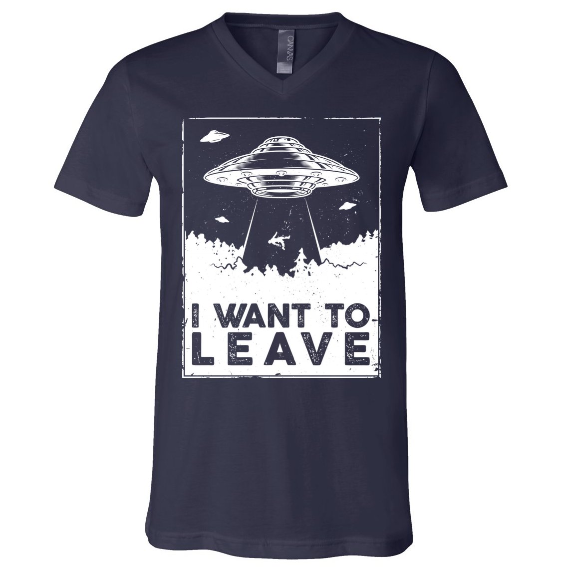 I Want To Leave UFO Alien V-Neck T-Shirt