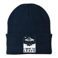 I Want To Leave UFO Alien Knit Cap Winter Beanie