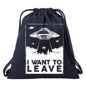 I Want To Leave UFO Alien Drawstring Bag