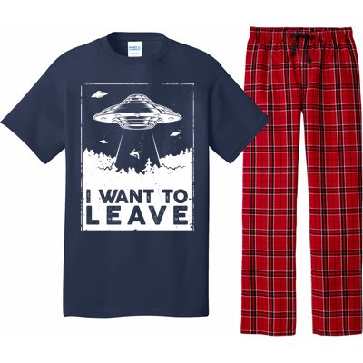 I Want To Leave UFO Alien Pajama Set