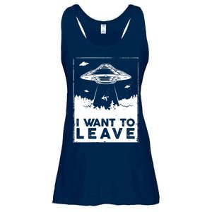 I Want To Leave UFO Alien Ladies Essential Flowy Tank