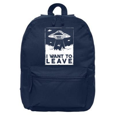 I Want To Leave UFO Alien 16 in Basic Backpack