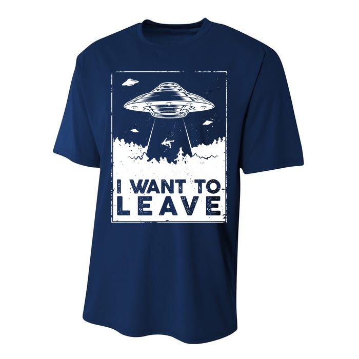 I Want To Leave UFO Alien Performance Sprint T-Shirt