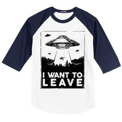 I Want To Leave UFO Alien Baseball Sleeve Shirt