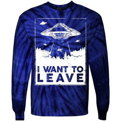 I Want To Leave UFO Alien Tie-Dye Long Sleeve Shirt