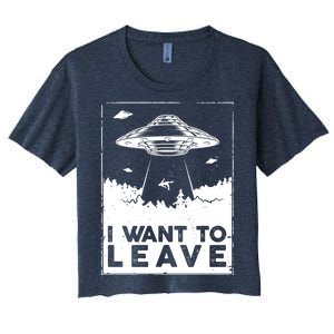 I Want To Leave UFO Alien Women's Crop Top Tee