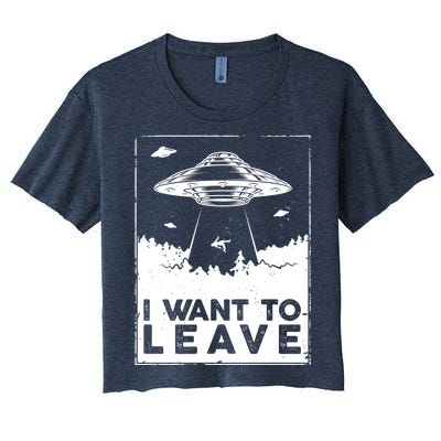 I Want To Leave UFO Alien Women's Crop Top Tee