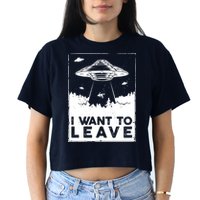 I Want To Leave UFO Alien Crop Top