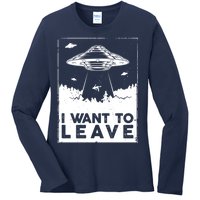 I Want To Leave UFO Alien Ladies Long Sleeve Shirt