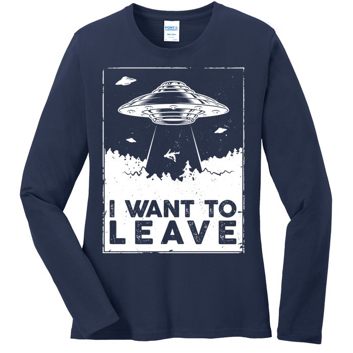 I Want To Leave UFO Alien Ladies Long Sleeve Shirt