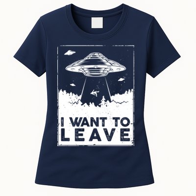I Want To Leave UFO Alien Womens T-Shirt