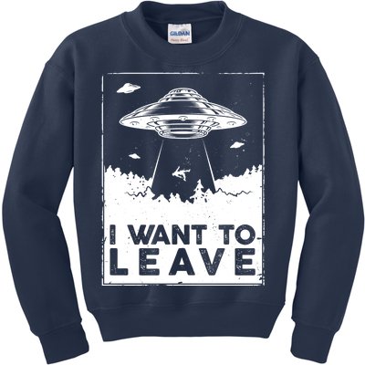 I Want To Leave UFO Alien Kids Sweatshirt