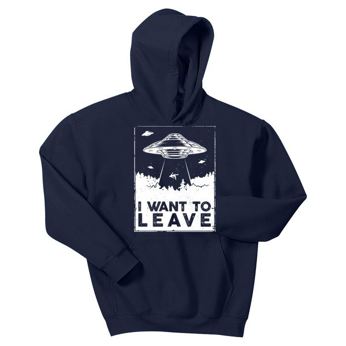 I Want To Leave UFO Alien Kids Hoodie