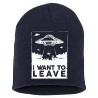 I Want To Leave UFO Alien Short Acrylic Beanie