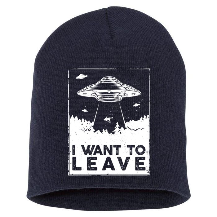 I Want To Leave UFO Alien Short Acrylic Beanie