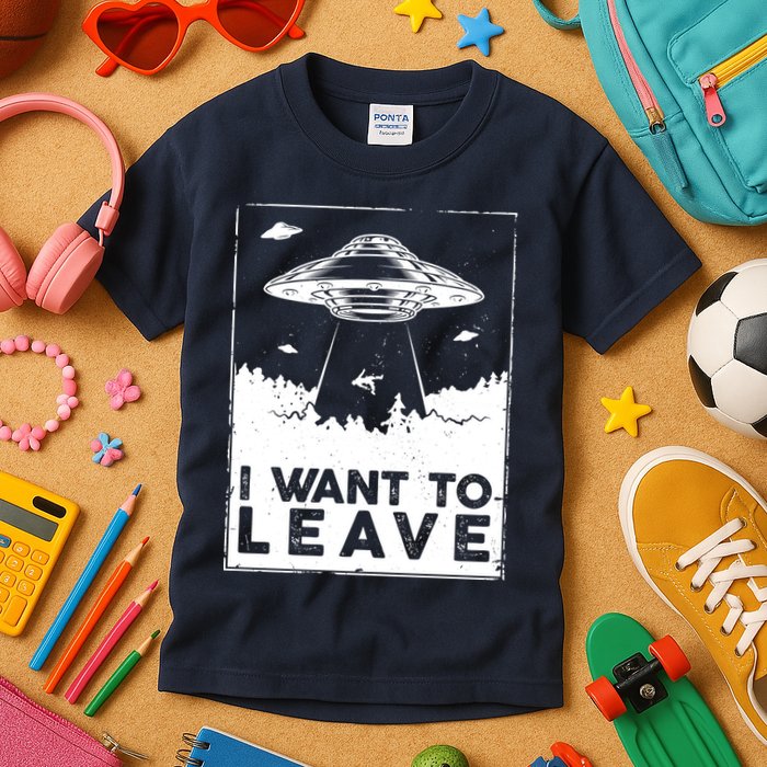 I Want To Leave UFO Alien Kids T-Shirt