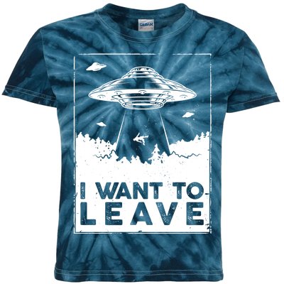 I Want To Leave UFO Alien Kids Tie-Dye T-Shirt