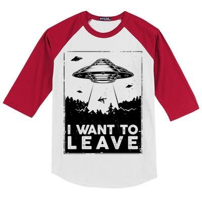 I Want To Leave UFO Alien Kids Colorblock Raglan Jersey