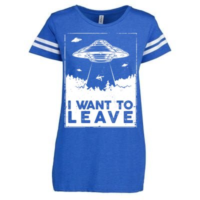 I Want To Leave UFO Alien Enza Ladies Jersey Football T-Shirt