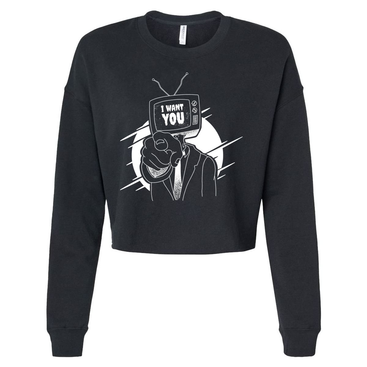 I Want You Television Retro Funny Cropped Pullover Crew