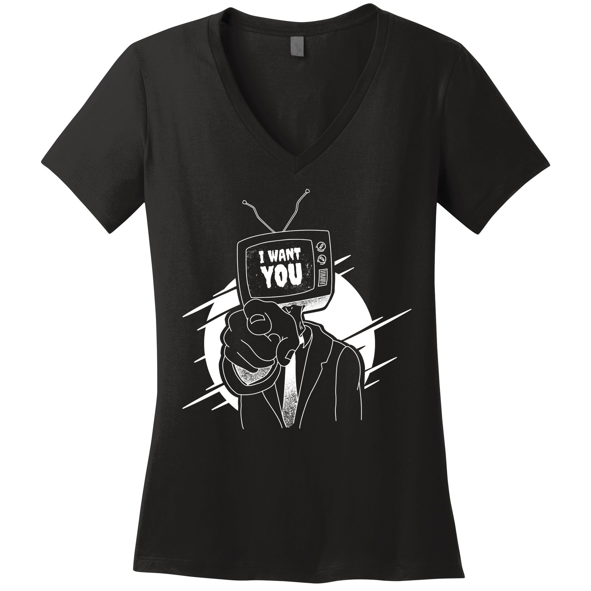 I Want You Television Retro Funny Women's V-Neck T-Shirt