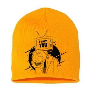 I Want You Television Retro Funny Short Acrylic Beanie