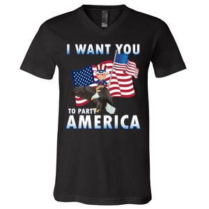 I Want You To Party America V-Neck T-Shirt