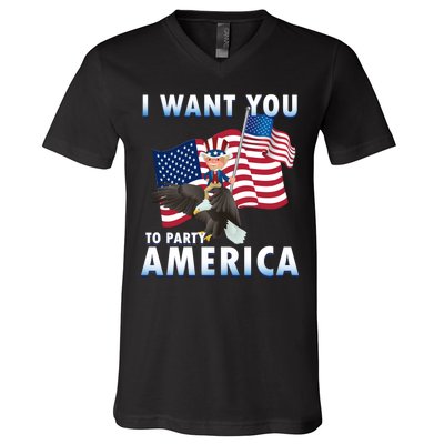 I Want You To Party America V-Neck T-Shirt