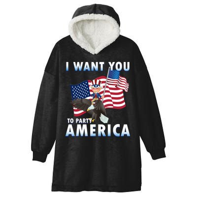 I Want You To Party America Hooded Wearable Blanket