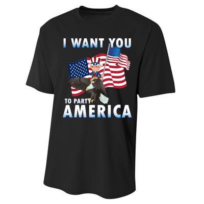 I Want You To Party America Performance Sprint T-Shirt