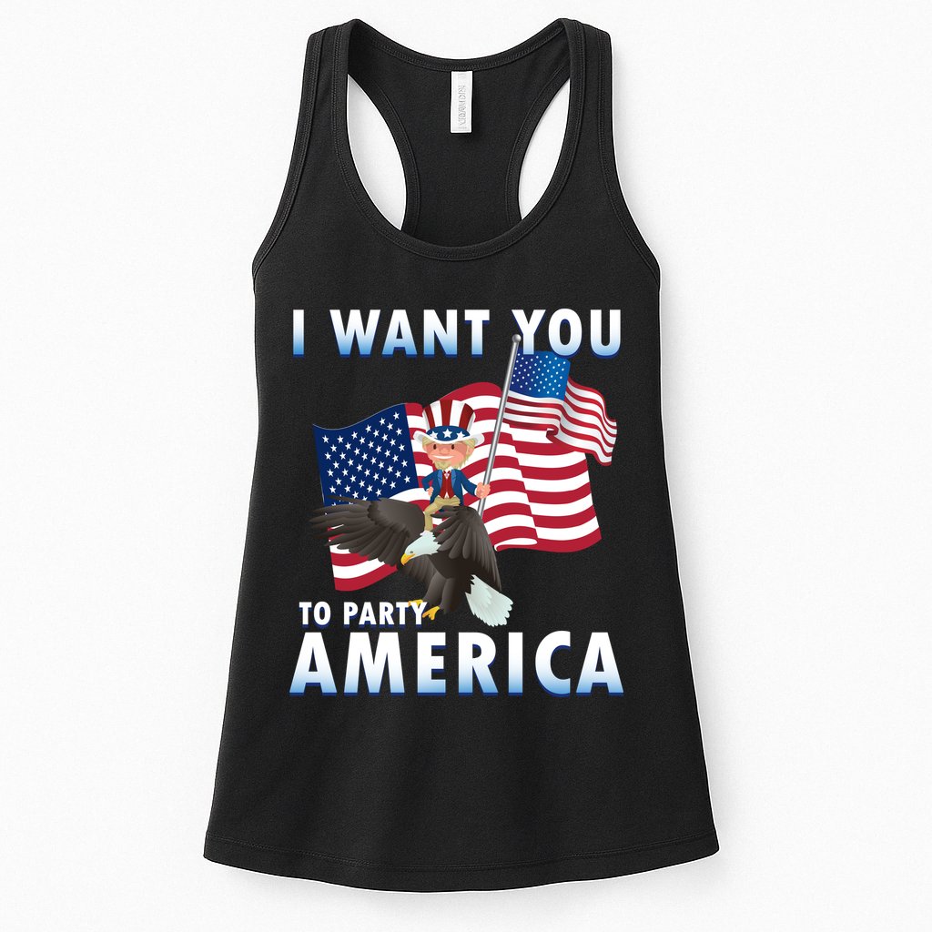 I Want You To Party America Womens Tank Top