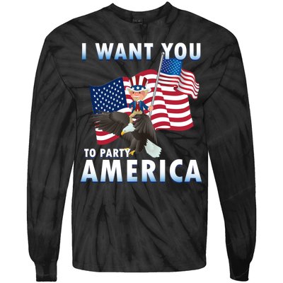 I Want You To Party America Tie-Dye Long Sleeve Shirt