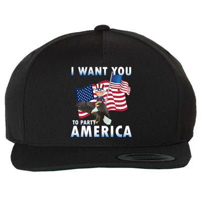 I Want You To Party America Wool Snapback Cap