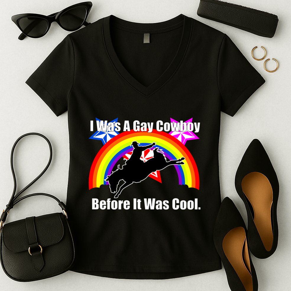 I Was A Gay Cowboy Before It Was Cool Women's V-Neck T-Shirt