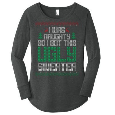 I Was Naughty So I Got This Ugly Christmas Sweater Women's Perfect Tri Tunic Long Sleeve Shirt