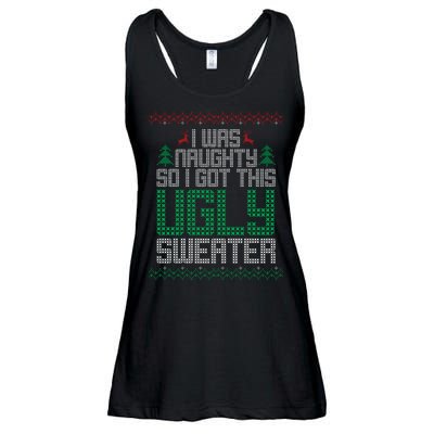 I Was Naughty So I Got This Ugly Christmas Sweater Ladies Essential Flowy Tank