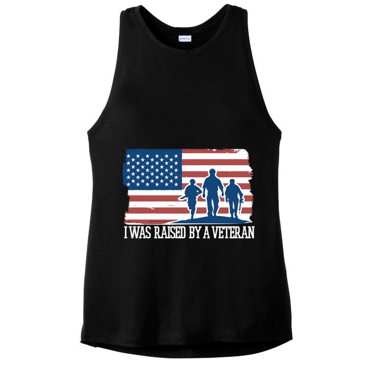 I Was Raised By A Veteran Ladies PosiCharge Tri-Blend Wicking Tank