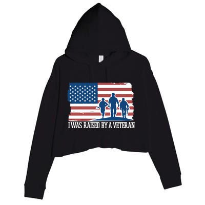 I Was Raised By A Veteran Crop Fleece Hoodie