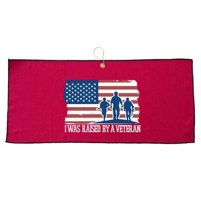 I Was Raised By A Veteran Large Microfiber Waffle Golf Towel