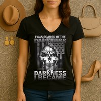 I Was Scared Of The Darkness So I Became The Darkness Women's V-Neck T-Shirt
