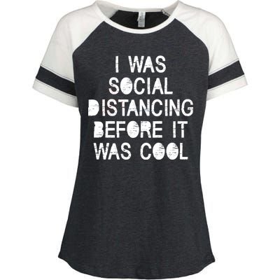 I Was Social Distancing Before it Was Cool Funny Pandemic Enza Ladies Jersey Colorblock Tee