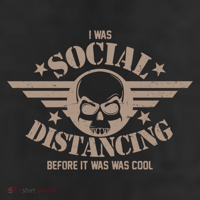 I Was Social Distancing Before It Was Cool Skull Badge 7 Panel Mesh Trucker Snapback Hat