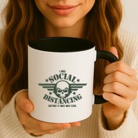 I Was Social Distancing Before It Was Cool Skull Badge Mug