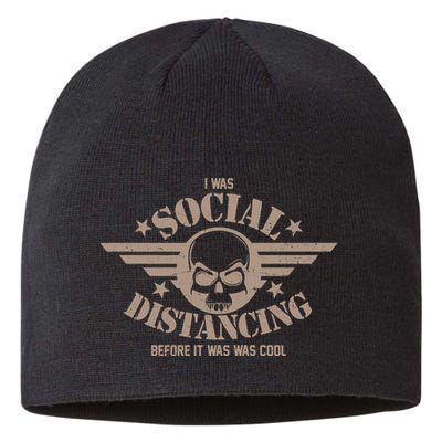 I Was Social Distancing Before It Was Cool Skull Badge Sustainable Beanie