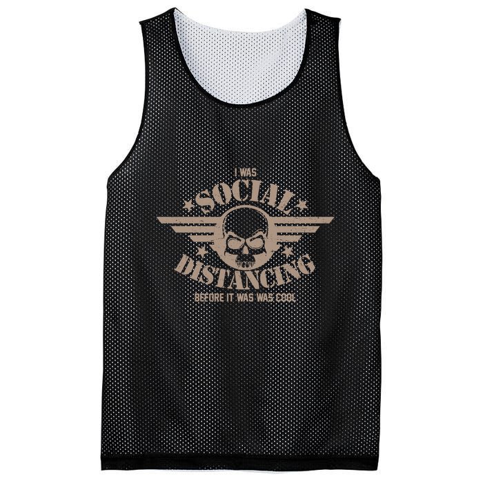 I Was Social Distancing Before It Was Cool Skull Badge Mesh Reversible Basketball Jersey Tank