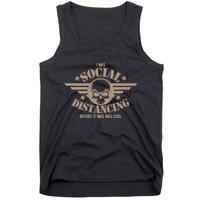 I Was Social Distancing Before It Was Cool Skull Badge Tank Top