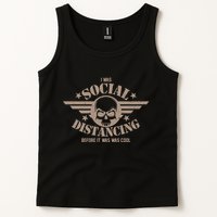 I Was Social Distancing Before It Was Cool Skull Badge Tank Top