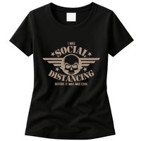 I Was Social Distancing Before It Was Cool Skull Badge Womens T-Shirt