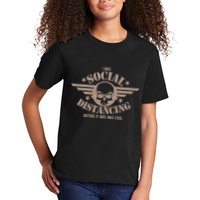 I Was Social Distancing Before It Was Cool Skull Badge Kids T-Shirt